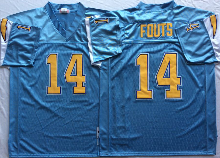 Men NFL Los Angeles Chargers 14 Fouts light blue Mitchell Ness jerseys